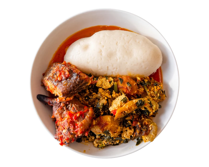 Semolina egusi soup with pounded yam from D'lara Kitchen in Winnipeg