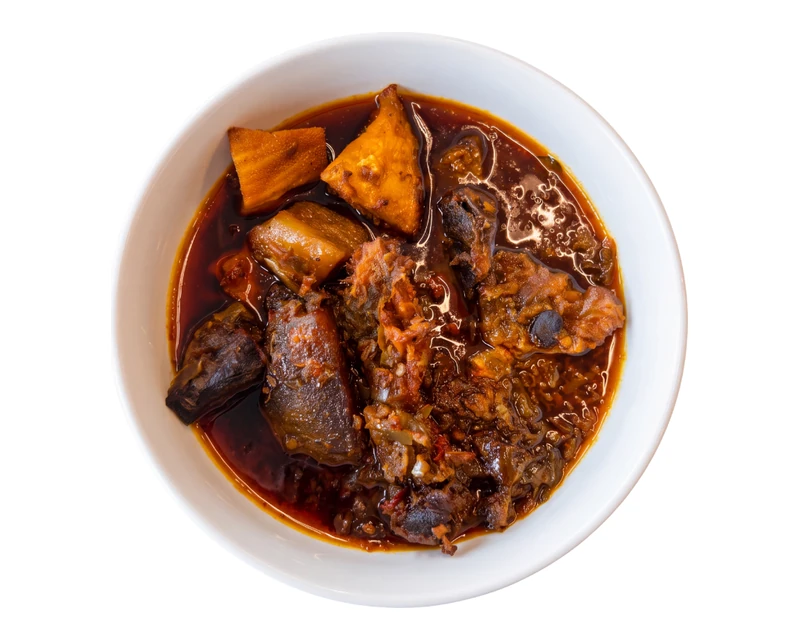 Nigerian ayamase stew with white rice at D'lara Kitchen in Winnipeg